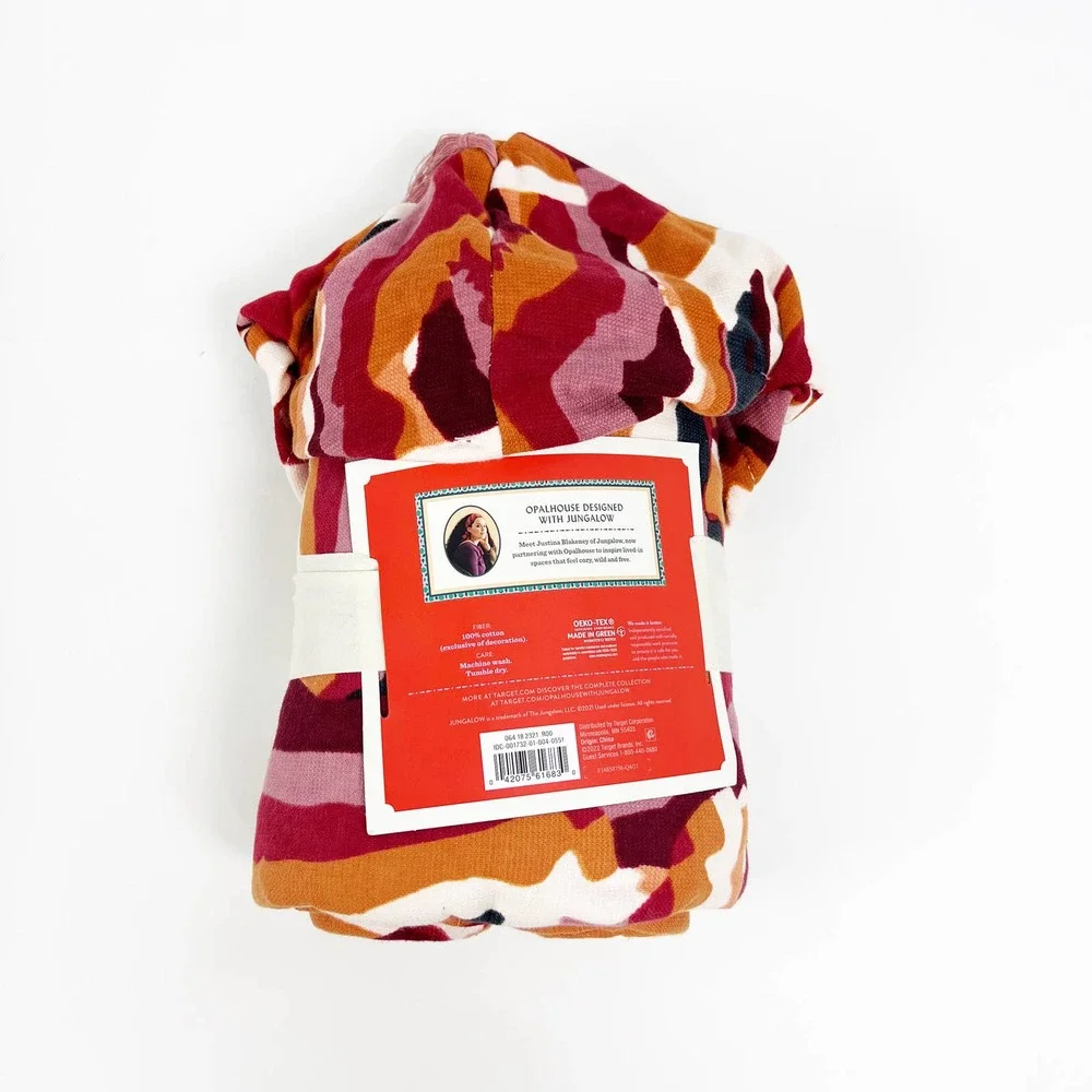 Opalhouse x Jungalow Adult Hooded Bath Towel with Tassel Pink and Red Zebra - Picture 4 of 6